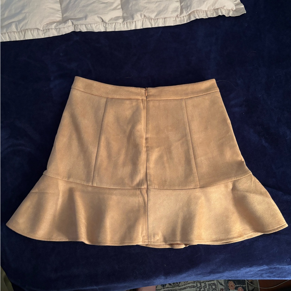 Hem & Thread Beige Flared Mini Skirt